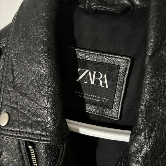Zara black leather jacket - Picture 3 of 4